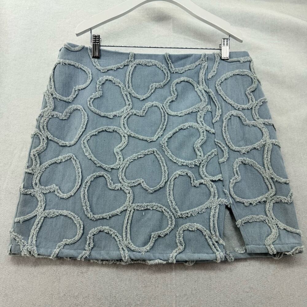 NWT Molly Green Denim Light Wash Skirt Lucy Heart size Large